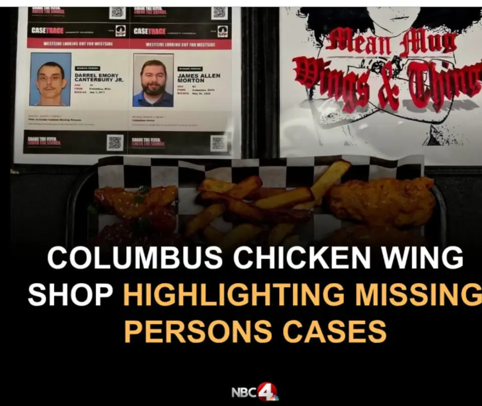 NBC4 feature about the CaseTrace and Mean Mug Wings & Things missing-person flyer program